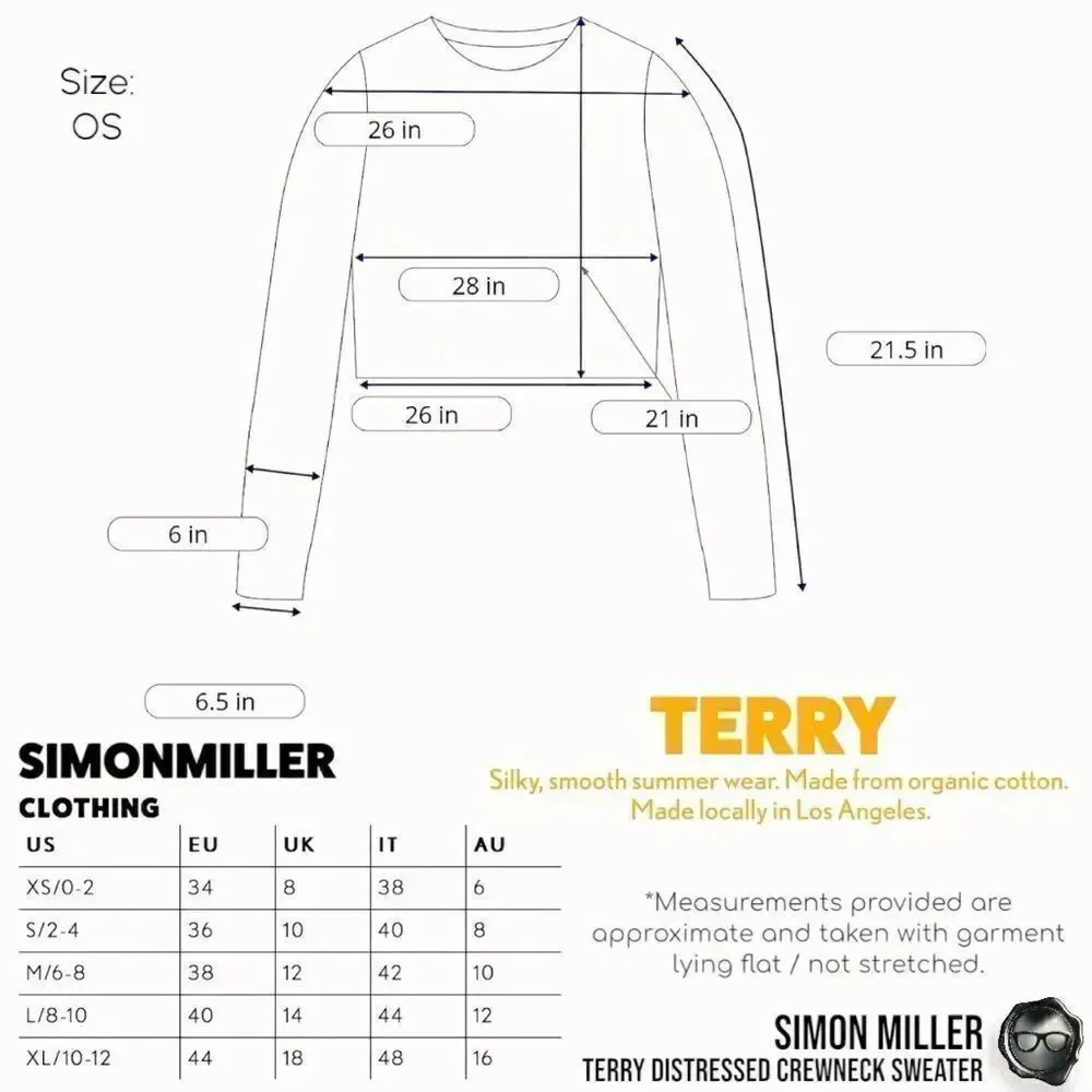 SIMON MILLER DISTRESSED CREWNECK SWEATER IN MOSS GREEN TERRY CLOTH 2016 OVERSIZE